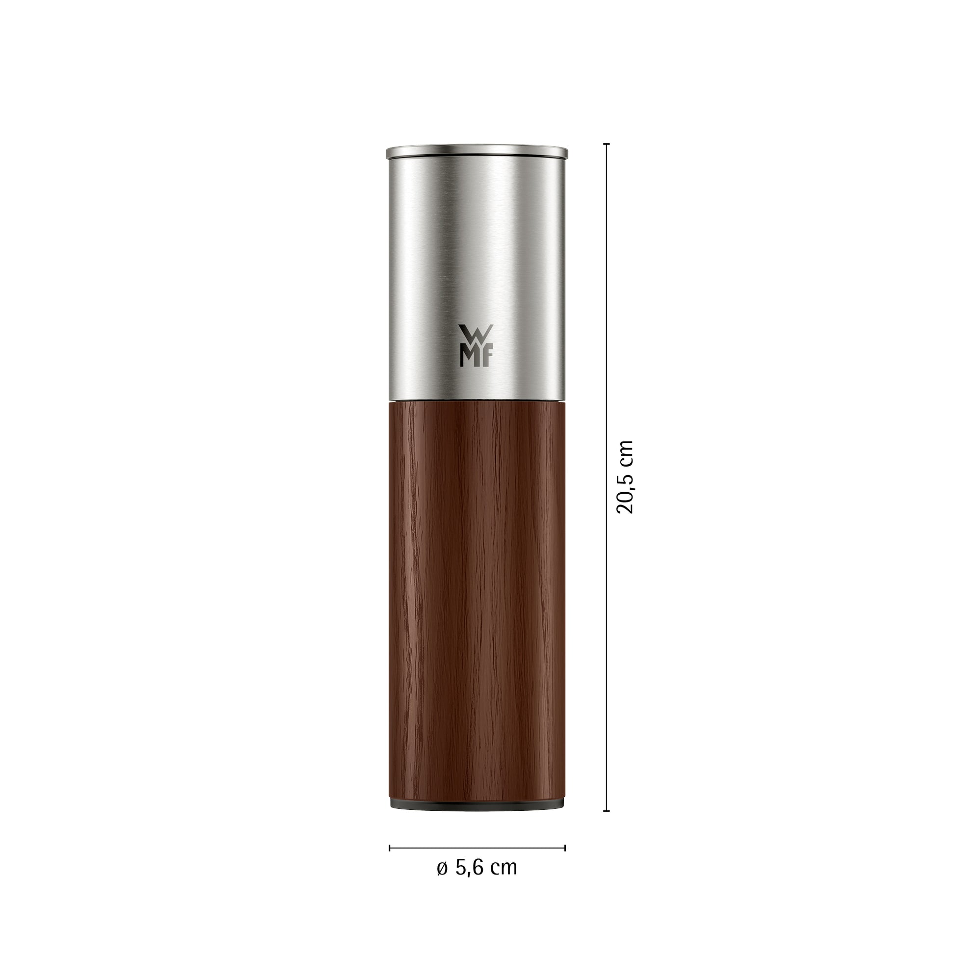 WMF Ceramill – Salz-/Pfeffermühle 21,5 cm, Edelstahl 18/10/Holz/Keramik, Keramikmahlwerk, Dunkelbraun