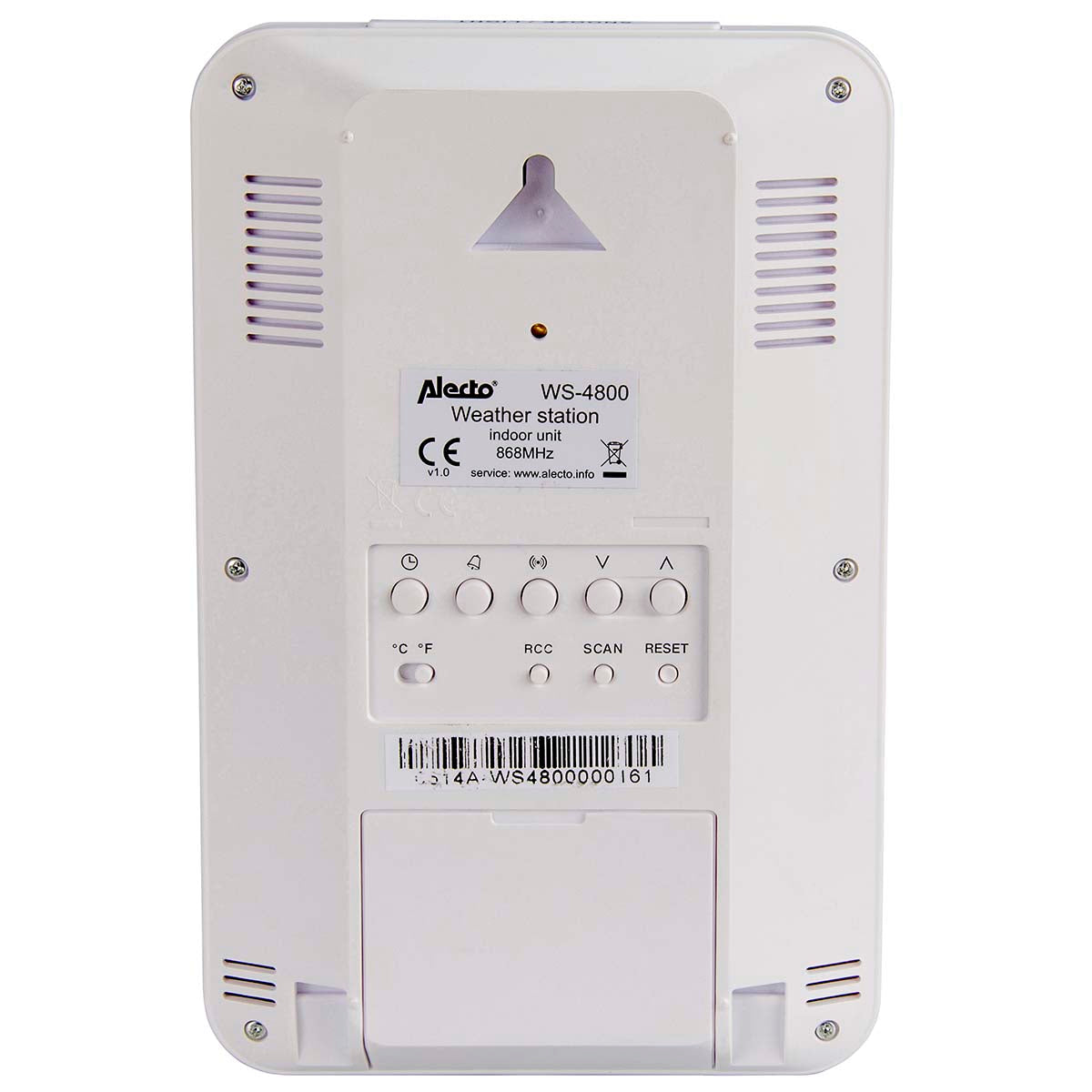Alecto WS-4800 – Wetterstation, Funk 868 MHz, innen/außen, Hygrometer & Barometer, inkl. Aussensensor – weiss