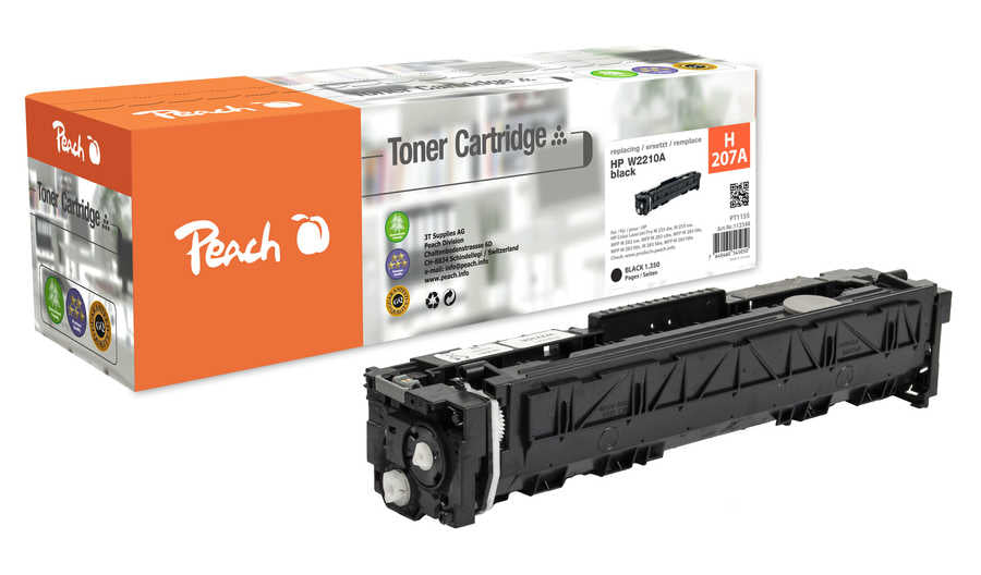 Peach 207A (W2210A) Schwarz Toner – Kompatibel – 1'350 Seiten – für HP Color LJ Pro M255 dw/M255 nw