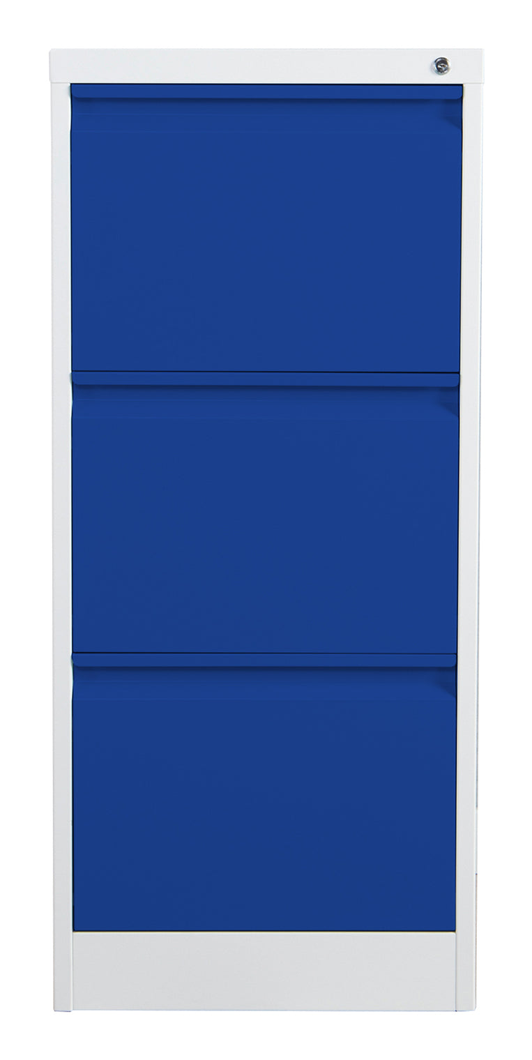 Phoenix Safe Co. FC1003GBK – Aktenschrank, 3 Schubladen, abschliessbar, Stahl, 450 × 620 × 1025 mm, Grau/Blau
