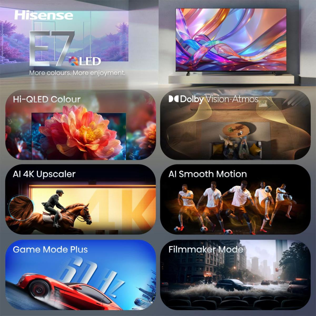 Hisense 43E7S – 43" QLED Fernseher – 4K UHD – QLED – VIDAA U9.5 – 60 Hz – Dolby Vision – 300 cd/m²