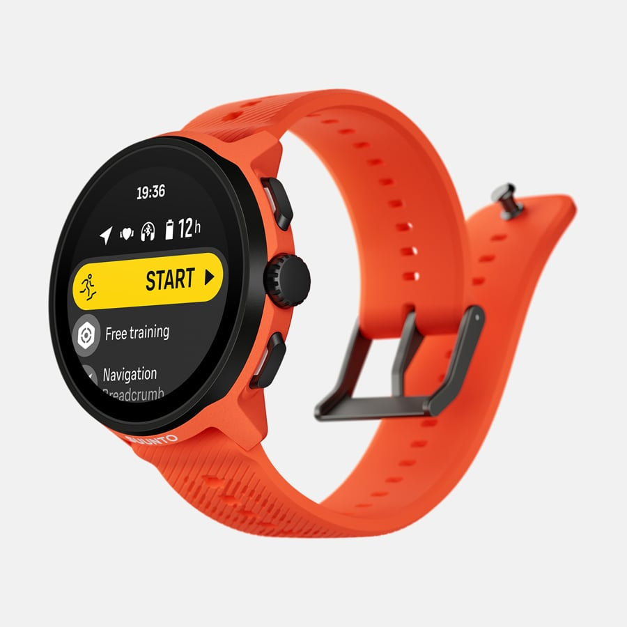 Suunto Run 46 mm GPS – Edelstahl Schwarz, Sportarmband, Orange, 50 m, für Android, iPhone