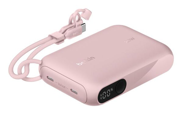 Belkin Powerbank 10'000 mAh – 20 W PD, 2× USB-C, pink