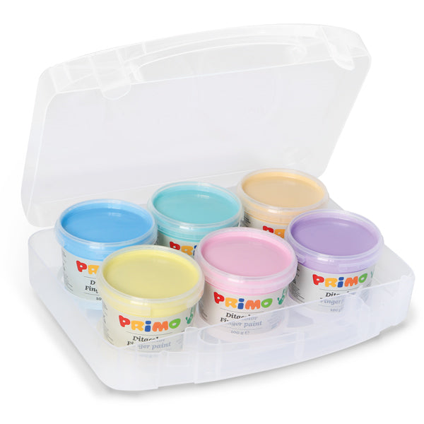 Primo Fingerfarben Pastell – 6 Farben (6×100 g) – für Papier, Holz, Glas