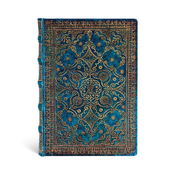 Paperblanks Notizbuch – 130 × 180 mm – 240 Blatt – 120 g/m² – Hardcover, Gummiband, Einstecktasche, blau, FSC