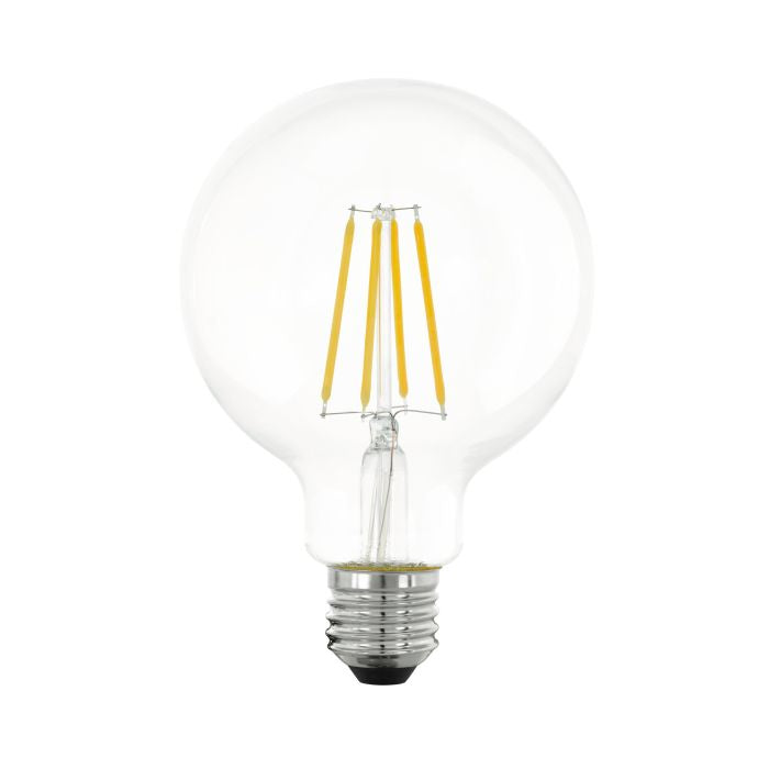 EGLO Leuchtmittel E27 Globus G95 – Warmweiss 2700 K, 806 lm, 7,3 W, dimmbar – IP20 – 1 Stk., Transparent/Glas