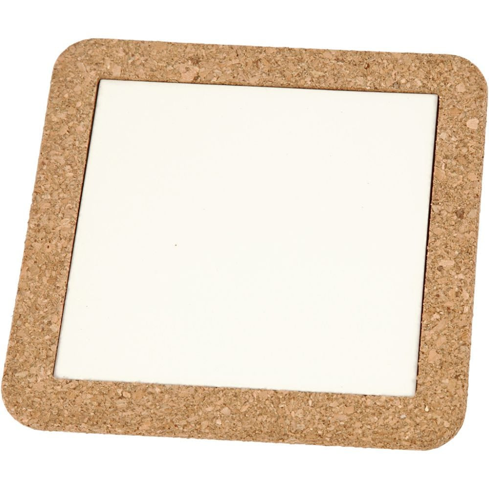 Creativ Company Untersetzer – 11 × 11 × 1 cm, Kork, Weiss/Braun