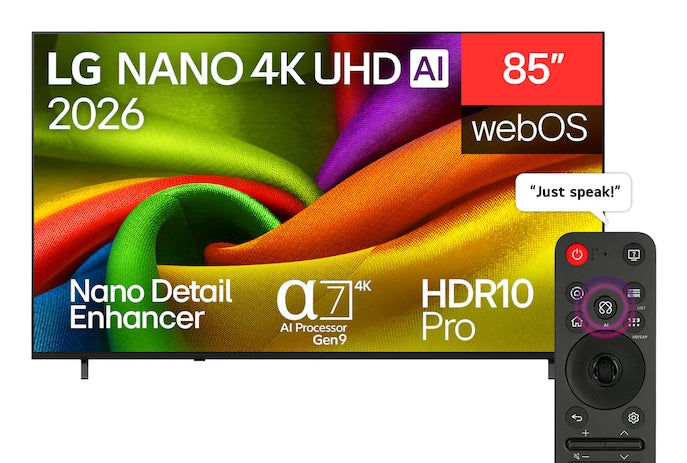LG 85NU850B6LA – 85" TV – 4K UHD – LCD (LED) – webOS 26 – 60 Hz – HDR10, HLG