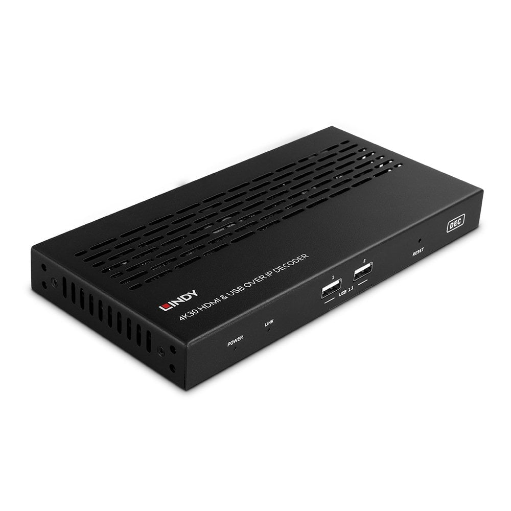 Lindy 4K30 HDMI & USB über IP – AV-Receiver – 4K UHD, 30 Hz, kabelgebunden, PoE (RJ‑45, HDMI 2.0) – Schwarz