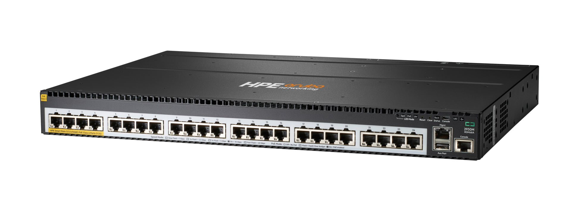 HPE Aruba 2930M 24 – Managed Switch – 24×GbE, L3, PoE+ 1440 W, 1U