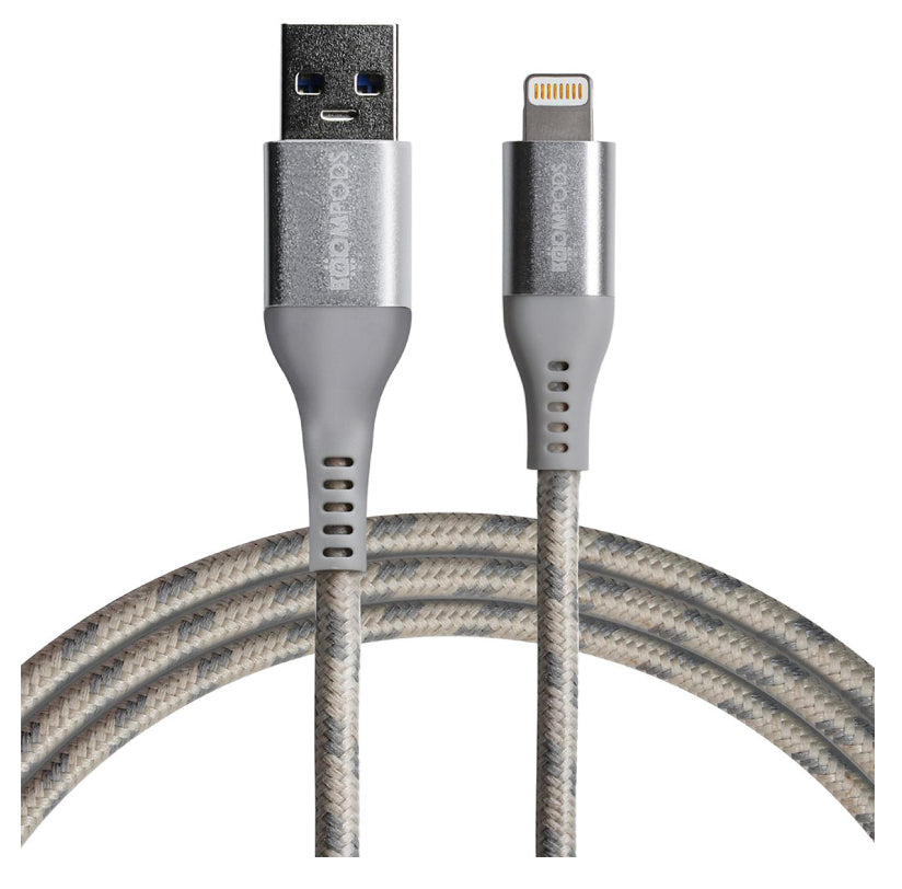 Boompods Kabel – Lightning auf USB-A 1,5 m, geflochten, Titan – für iPhone/iPad