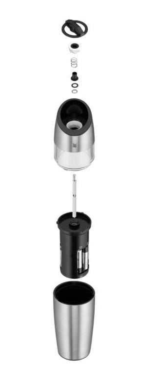 WMF Elektromühleset 0667359990 – 2-teilig, Keramikmahlwerk, stufenloser Mahlgrad – Schwarz/Edelstahl