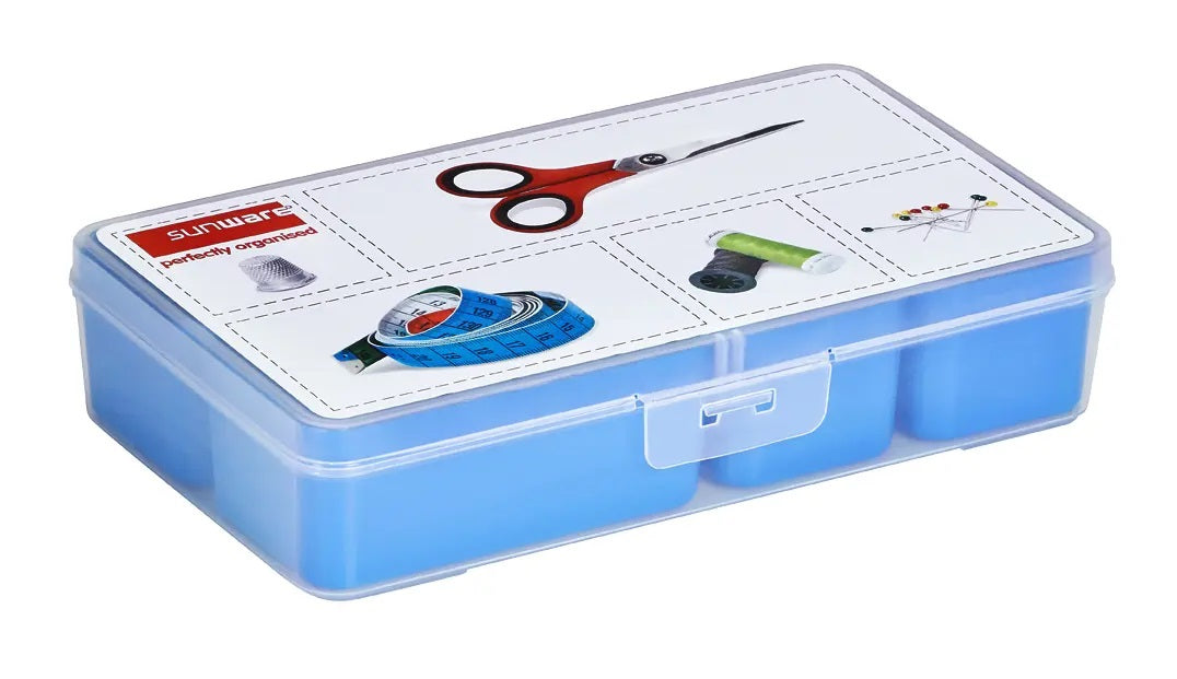 Sigma home Aufbewahrungsbox (mit Deckel) – Kunststoff – Blau/Transparent – 245 × 150 × 52 mm