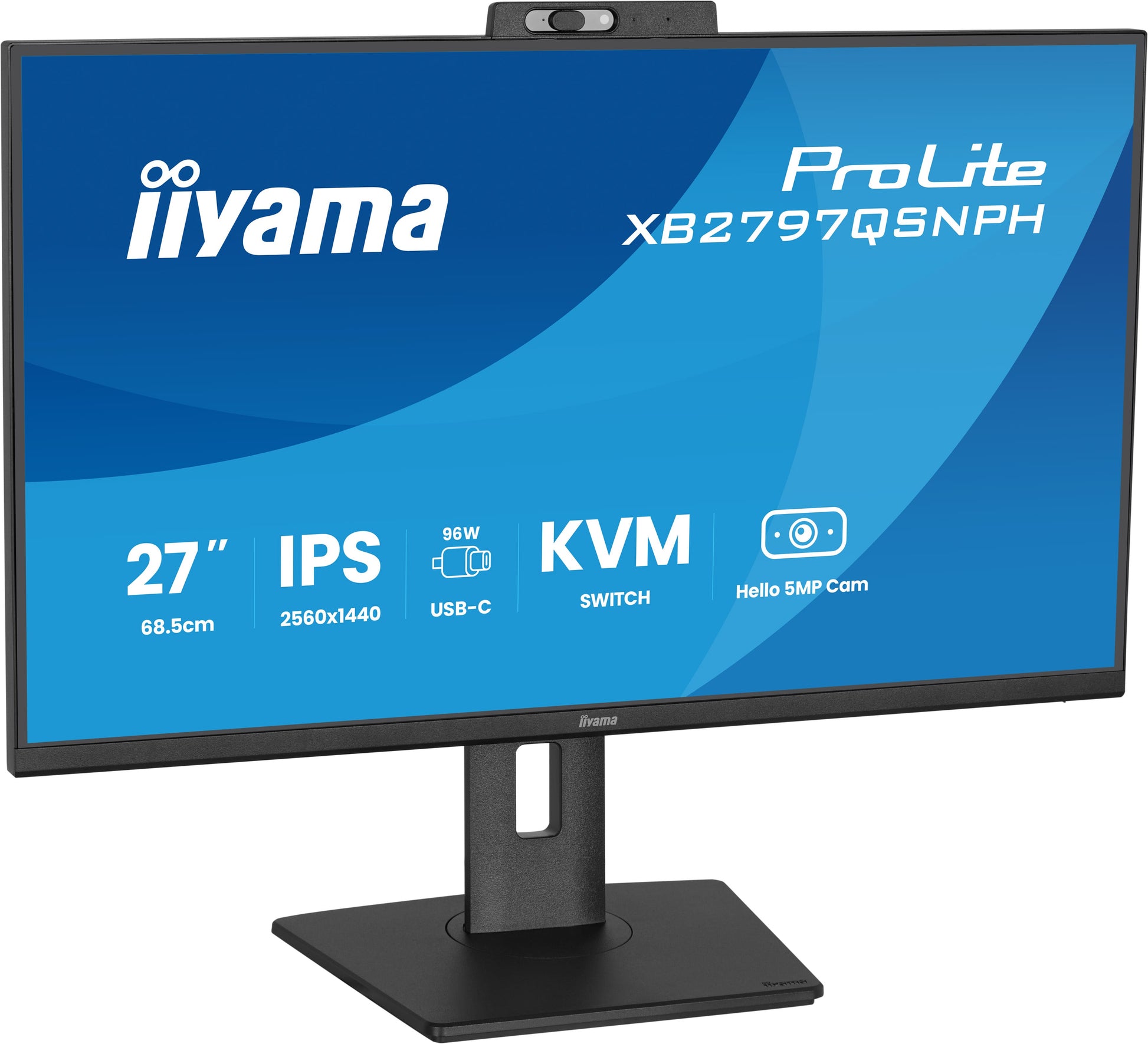 iiyama XB2797QSNPH-B1 – 27", 2560 × 1440 (WQHD), IPS, USB-C 96 W, Webcam, KVM, LAN