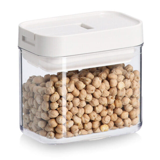 Zeller Present Vorratsdose 380 ml, 7 × 11 × 10 cm, ABS/PET/Silikon, vakuumierfähig, transparent/weiss