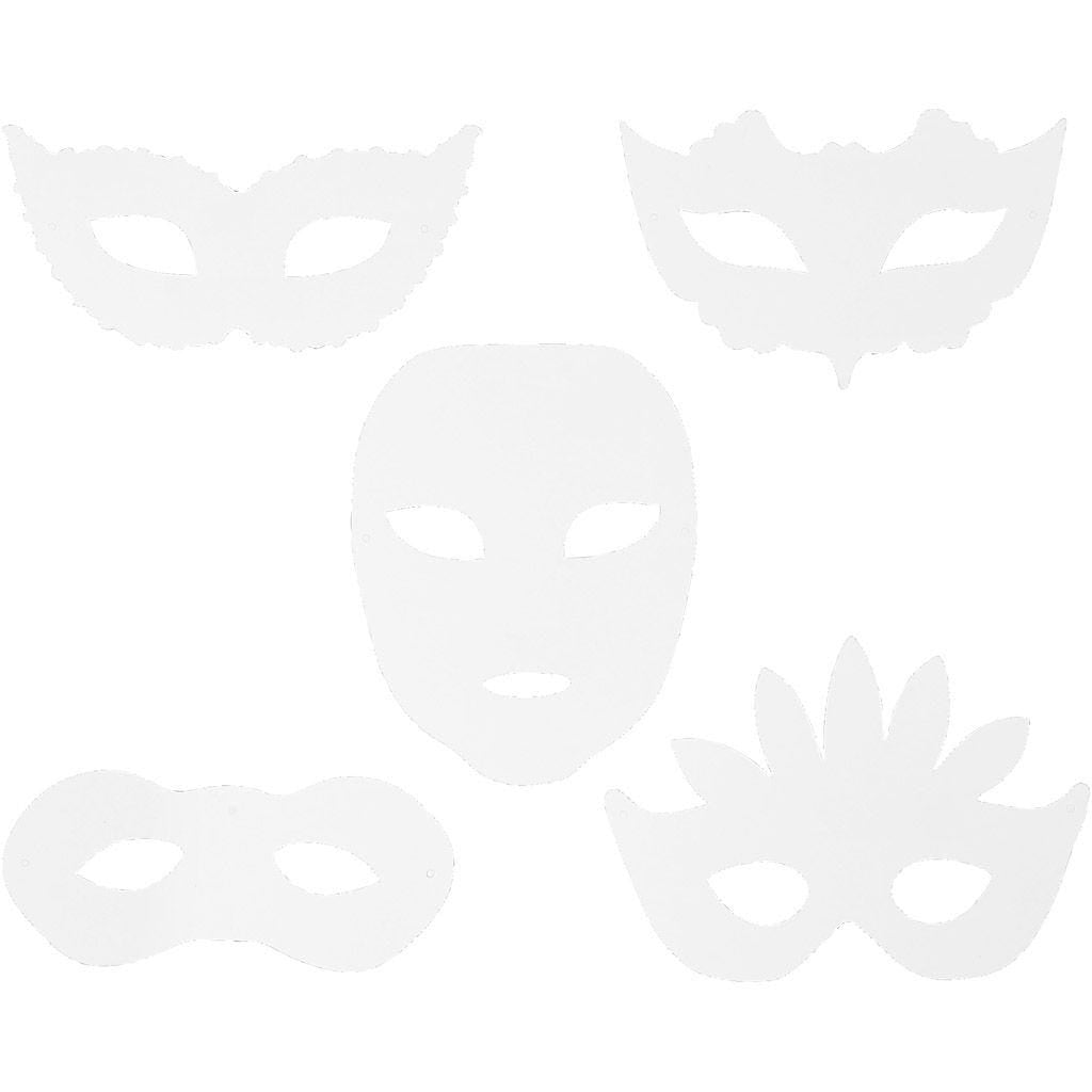 Creativ Company Halbgesichtsmaske, Karton, Weiss, 230 g, 16 Stk., Diverse, UKCA, CE, 95216