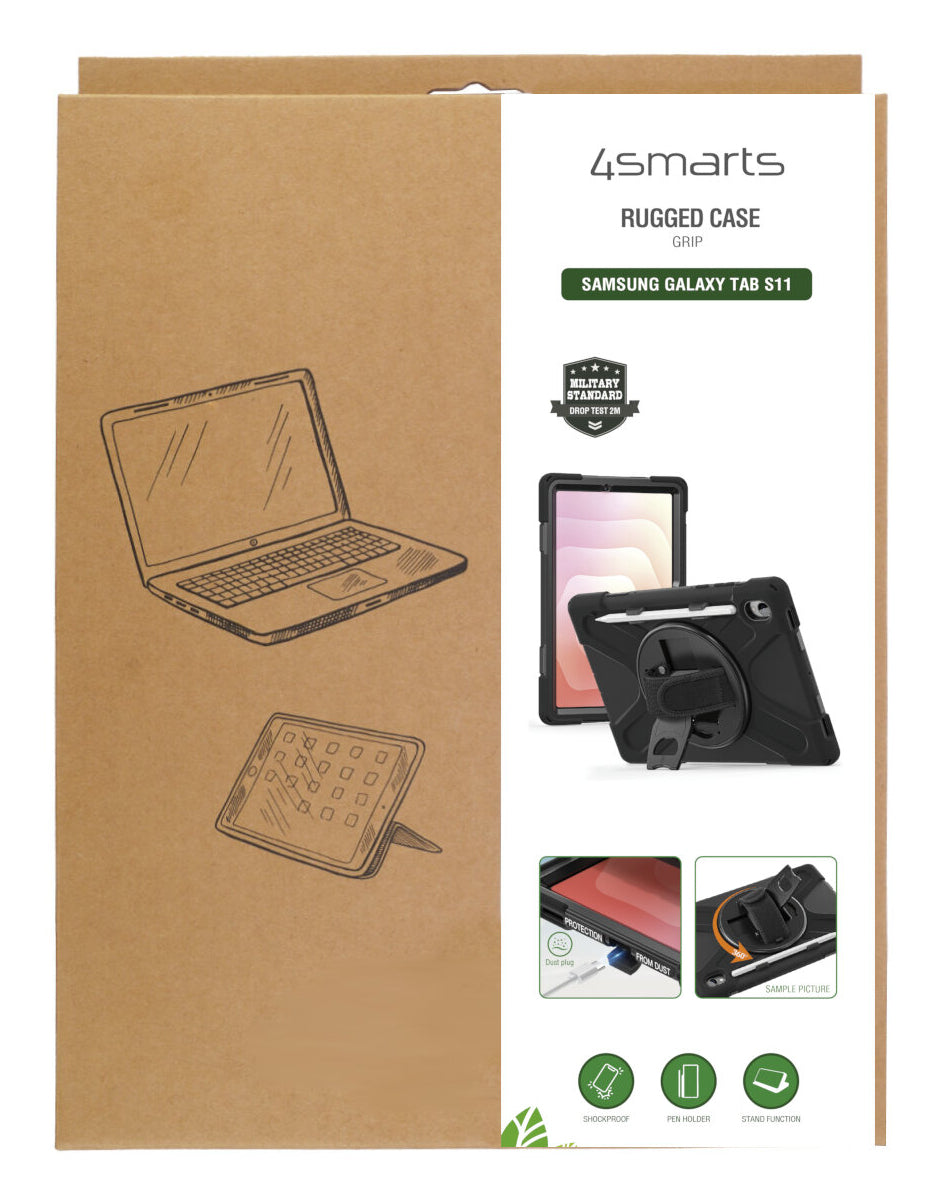 4smarts Rugged Case Grip Tablet-Hülle für Samsung Galaxy Tab S11 11" – Schwarz