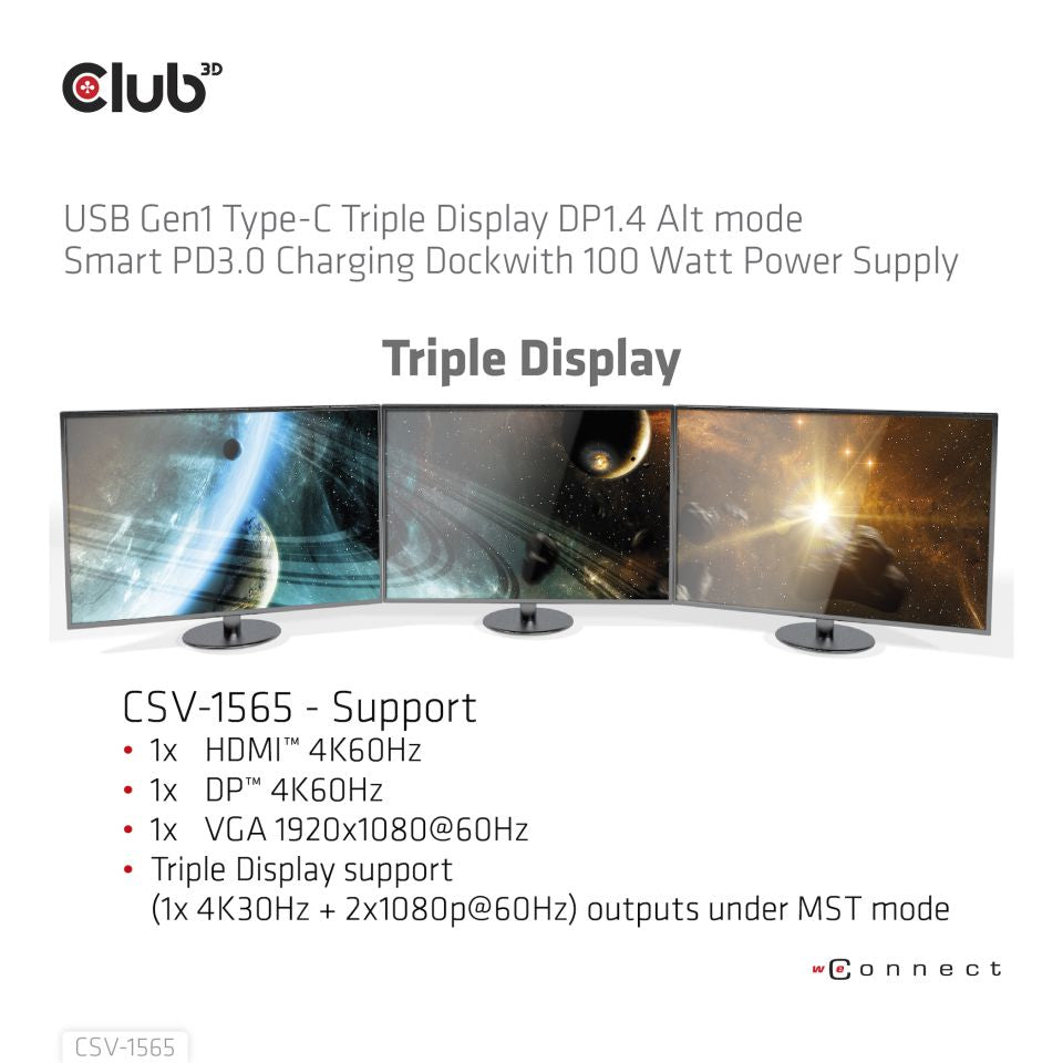 CLUB3D Club 3D Dockingstation – USB-C, 1× DP, 1× HDMI, 1× VGA, 8× USB-A, 100 W PD, GbE, für USB-C-Laptops