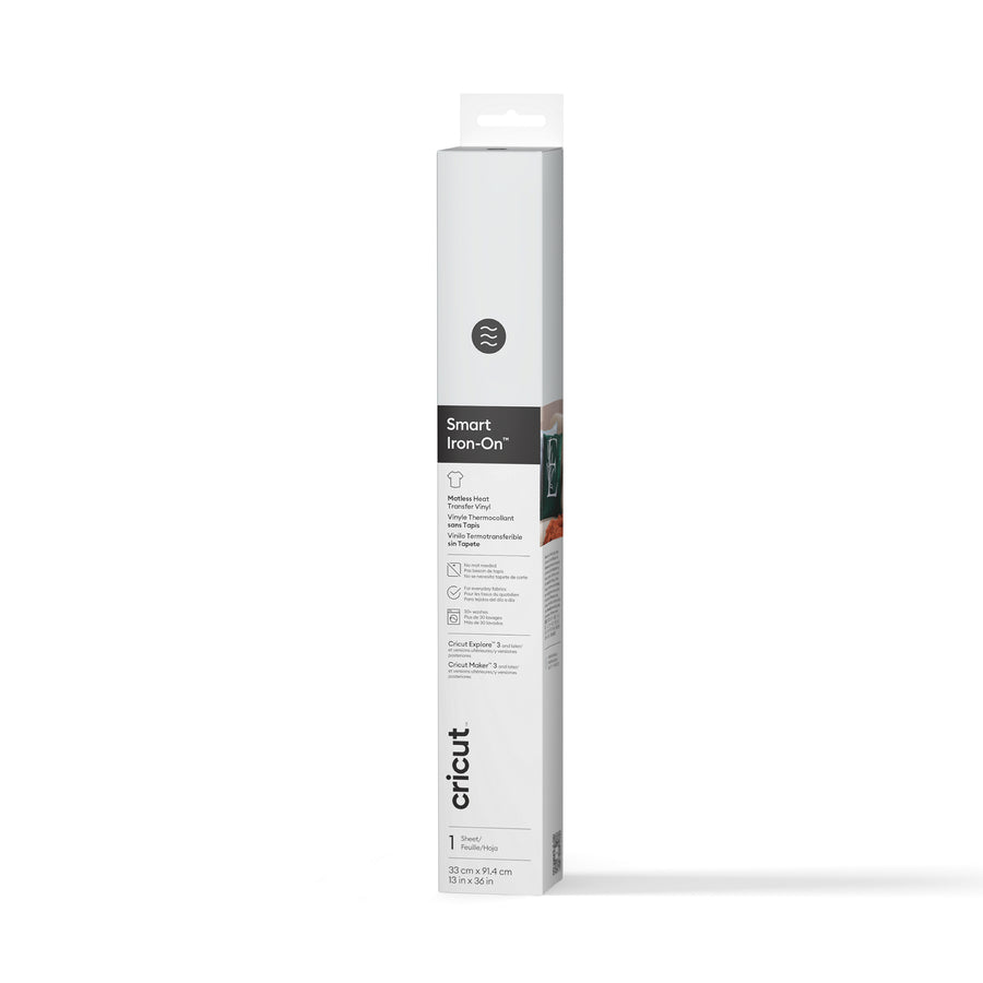 Cricut Aufbügelfolie (HTV), Vinylfolie, Weiss, 30,5 × 150 cm, für Cricut Maker, Explore & Venture