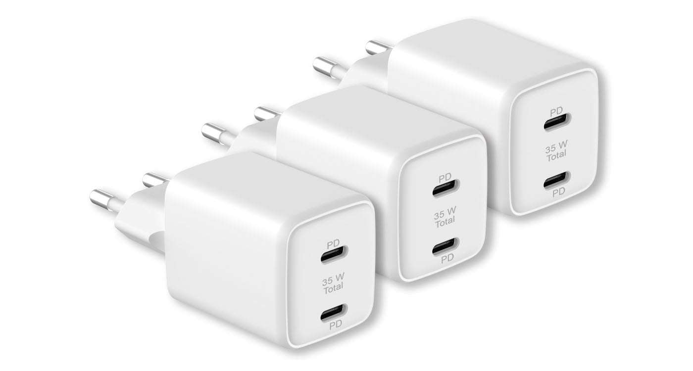 LMP Ladegerät – 35 W, 2× USB-C, PD, QC – für iPhone, iPad