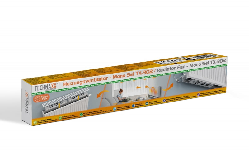 Technaxx Heizungsventilator TX-302 – 1 W, 35 m³/h, 20 dB(A), Weiss – für Warmwasserheizkörper