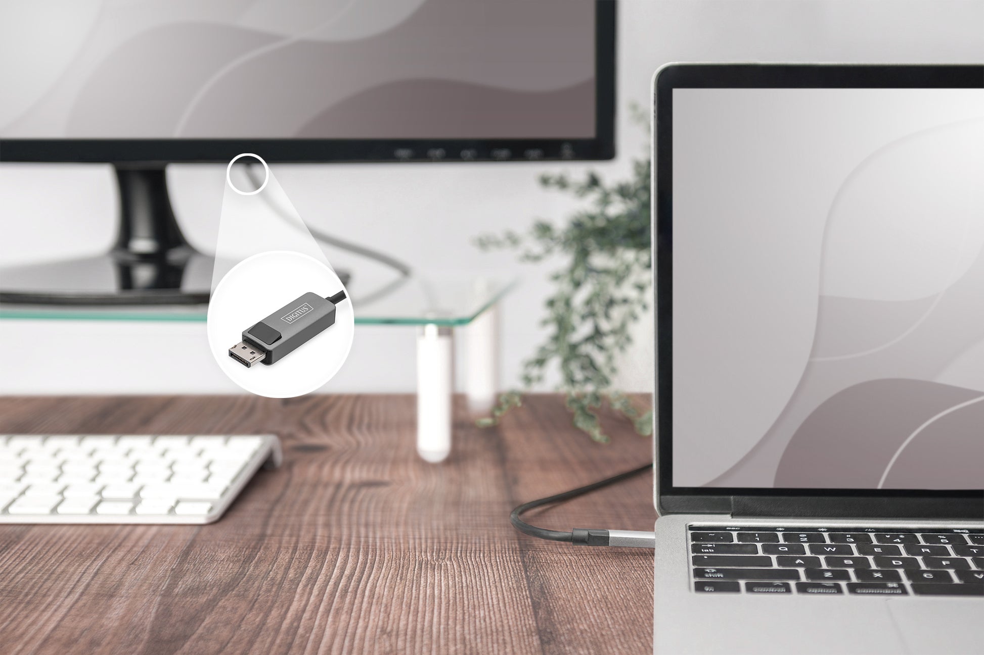 Digitus USB-C auf DisplayPort Adapter, DP 1.4 (HBR3), 8K@30 Hz, 2 m, Aluminiumgehäuse, Schwarz