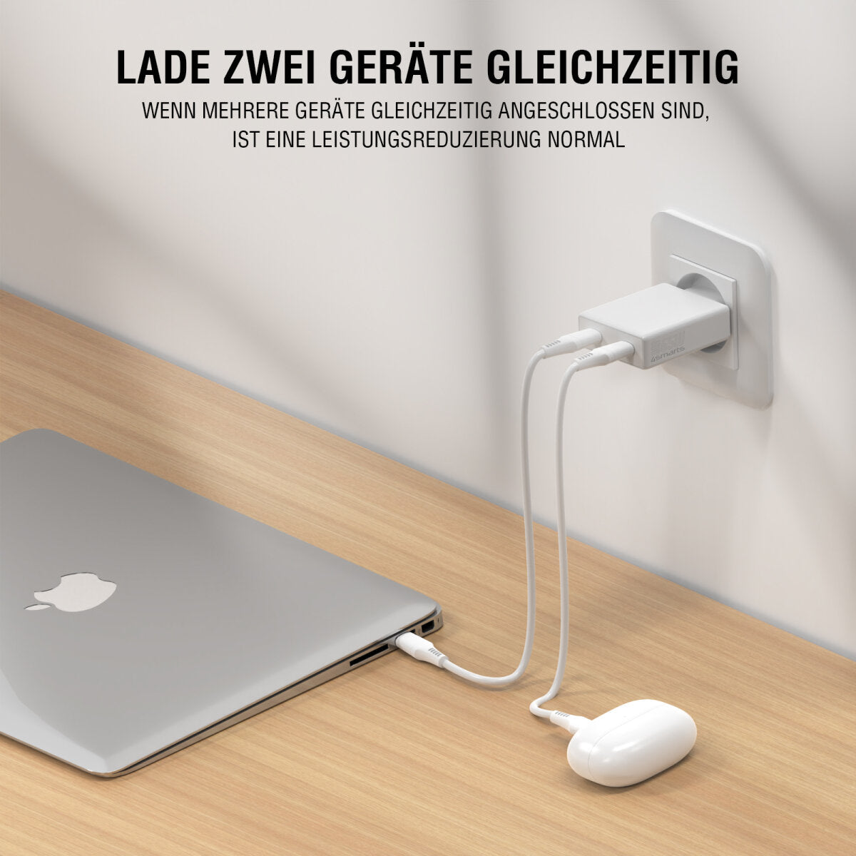 4smarts PDPlug Slim Dual Netzteil – 65 W, 2× USB-C, PD, GaN – für Nintendo Switch, Universal, Laptop u. a.