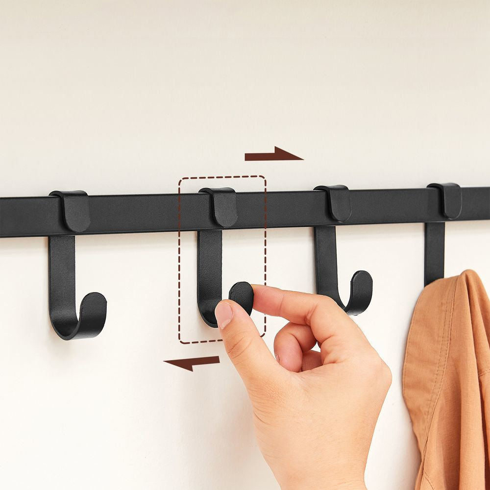 Vasagle Wandgarderobe – 5 Haken, Stahl/Spanplatte, Braun, 80 × 30 × 27 cm