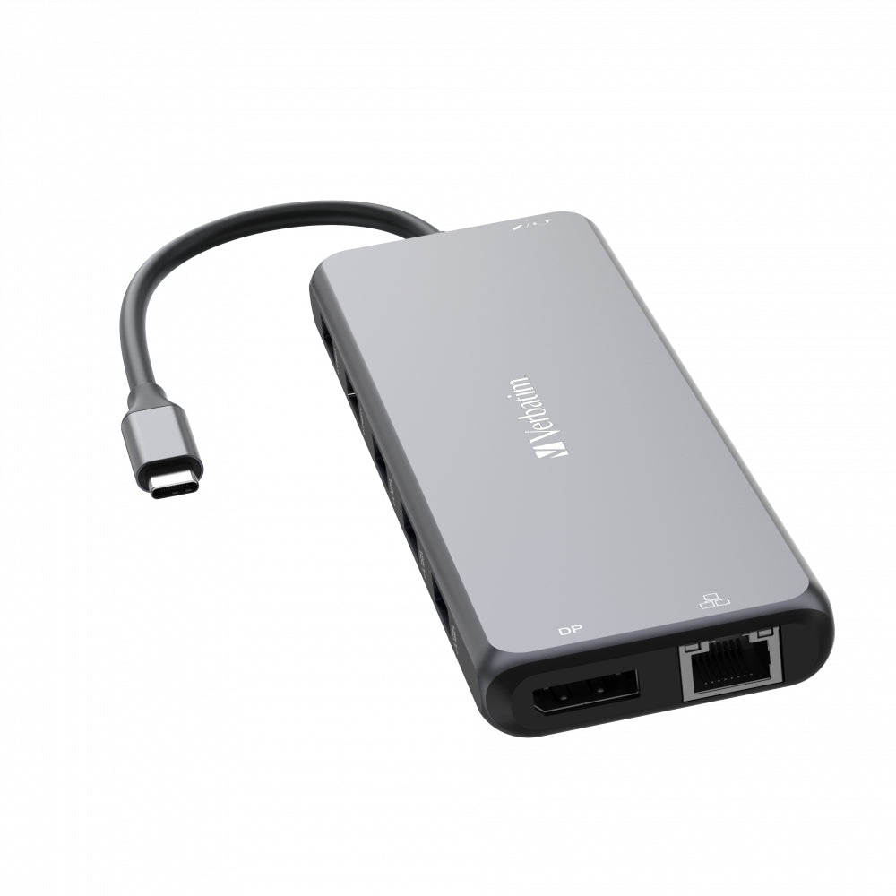 Verbatim CMH-13 Multiport-Adapter – USB-C, 1× DP, 2× HDMI, 6× USB-A, 2× USB-C, 100 W PD, GbE, 3,5 mm Audio