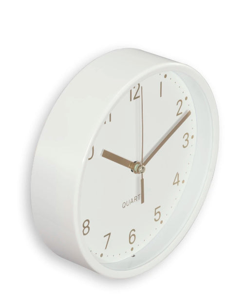 Hama Madeira Tischuhr – Analog, lautlos, Ø 16 cm, weiss, Kunststoff/Glas
