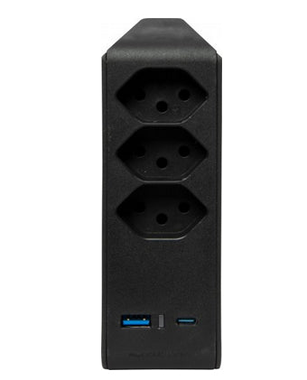 Brennenstuhl cleverLINE Steckdosenleiste, 3×T13, 1×USB-A + 1×USB-C, ohne Schalter, Eingang T12 – schwarz