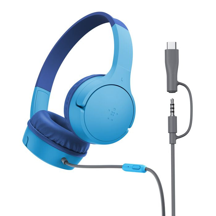 Belkin SOUNDFORM MINI – On-Ear Kopfhörer – USB-C, 3,5 mm – Blau