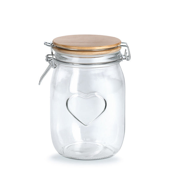 Zeller Present Vorratsdose 1 l, Ø 11 × 17 cm, Glas/Kiefer, Transparent