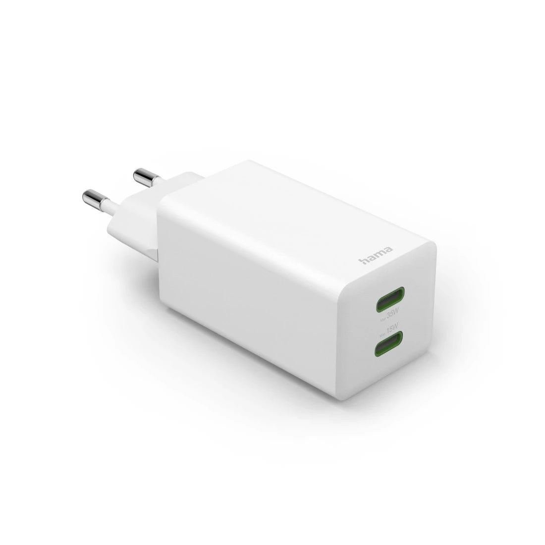 Hama 00125116 USB-Ladegerät 35 W – USB-C×2 – PD, QC 3.0 – für Smartphones, Tablets, Powerbanks – Weiss