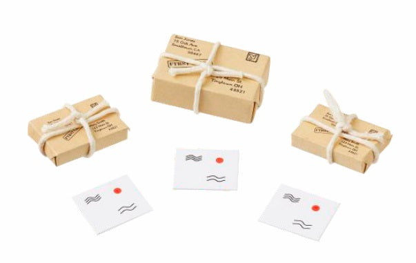 HobbyFun Etiketten, Päckchen, Braun, Weiss, Set à 6