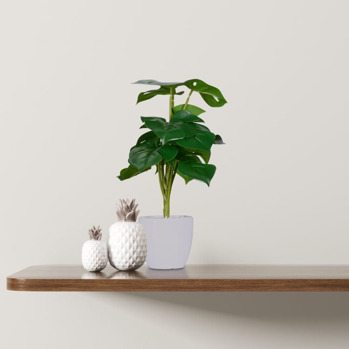 Relaxdays Kunstpflanze – Ø 20 × 33 cm – Polyester & Stein, Mehrfarbig – 2-teilig