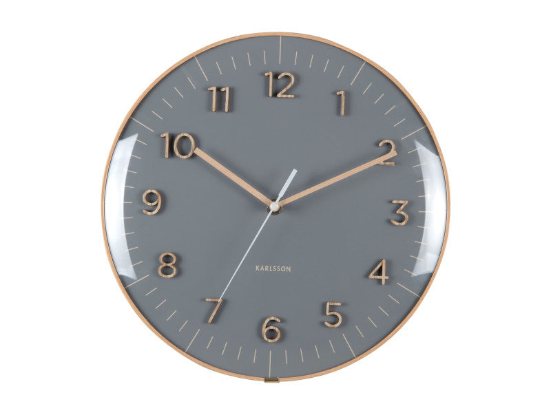 Karlsson Esencia Dome Wanduhr – Analog, Ø 30 cm, Grau, Kunststoff