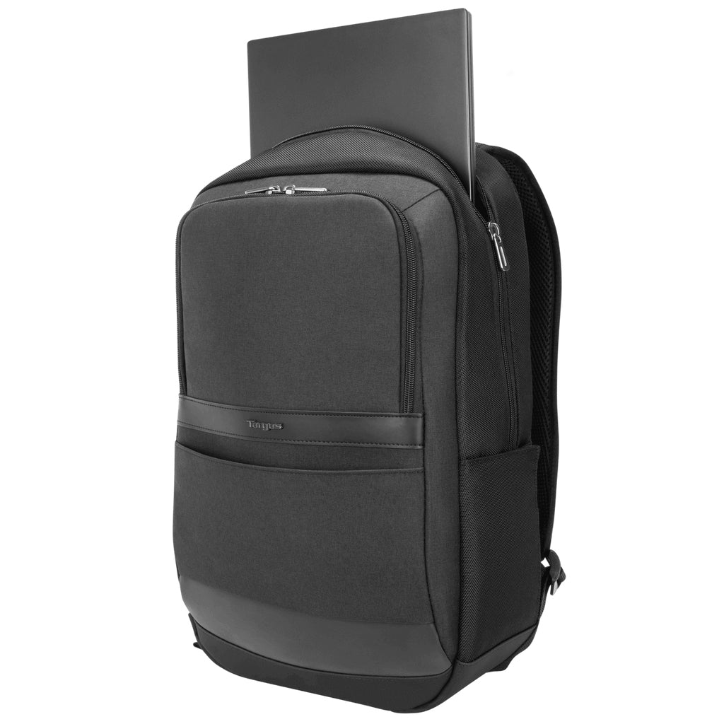 Targus Notebook-Rucksack bis 16" – Trolley-Haltegurt, Wasserflaschenhalterung – Schwarz/Grau