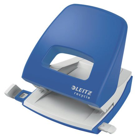 Leitz NeXXt Recycle Bürolocher – 2-Loch, Lochabstand 80 mm, 30 Blatt, bis A4, Ø5,5 mm – Blau – Metall/Kunststoff