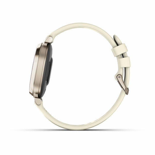 Garmin Lily 2 35 mm GPS – Aluminium Gold, Sportband Creme, 50 m, für Android und iPhone