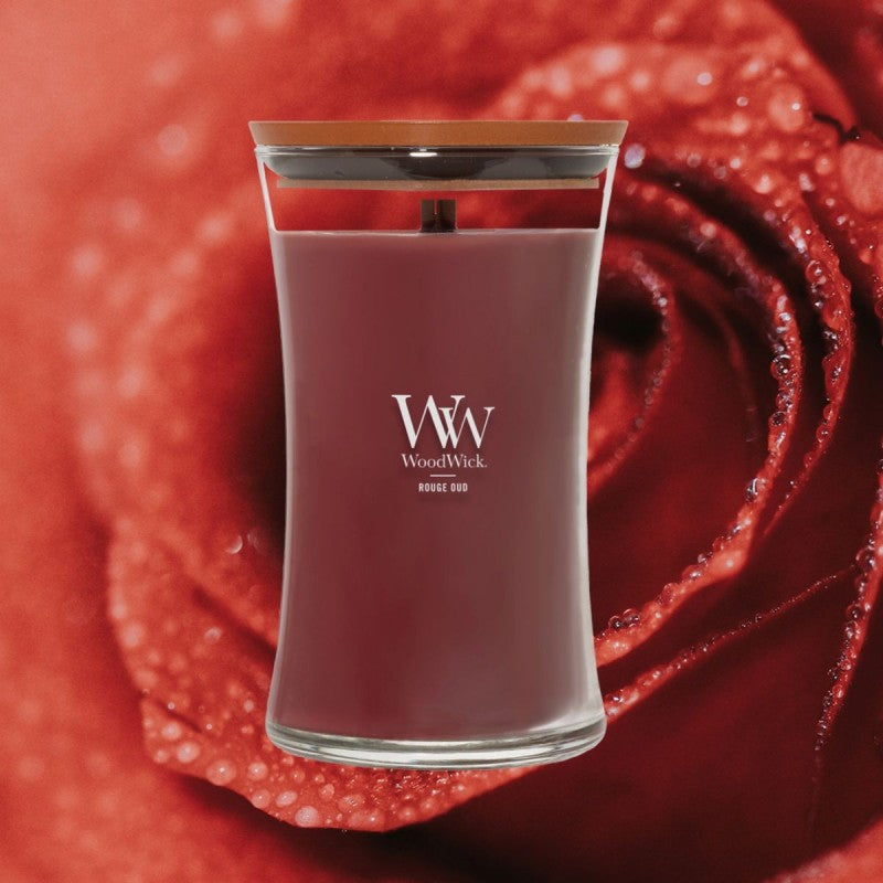 WoodWick Duftkerze Rouge Oud, sortiert, Sojawachs, parfümiert, Ø 10 cm, 18 cm, 1 Stück