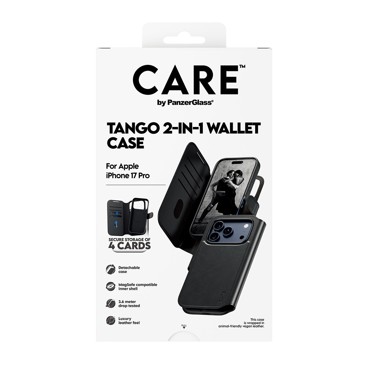 PanzerGlass Booklet-Hülle Feature Case Tango – für Apple iPhone 17 Pro – schwarz – MagSafe-kompatibel