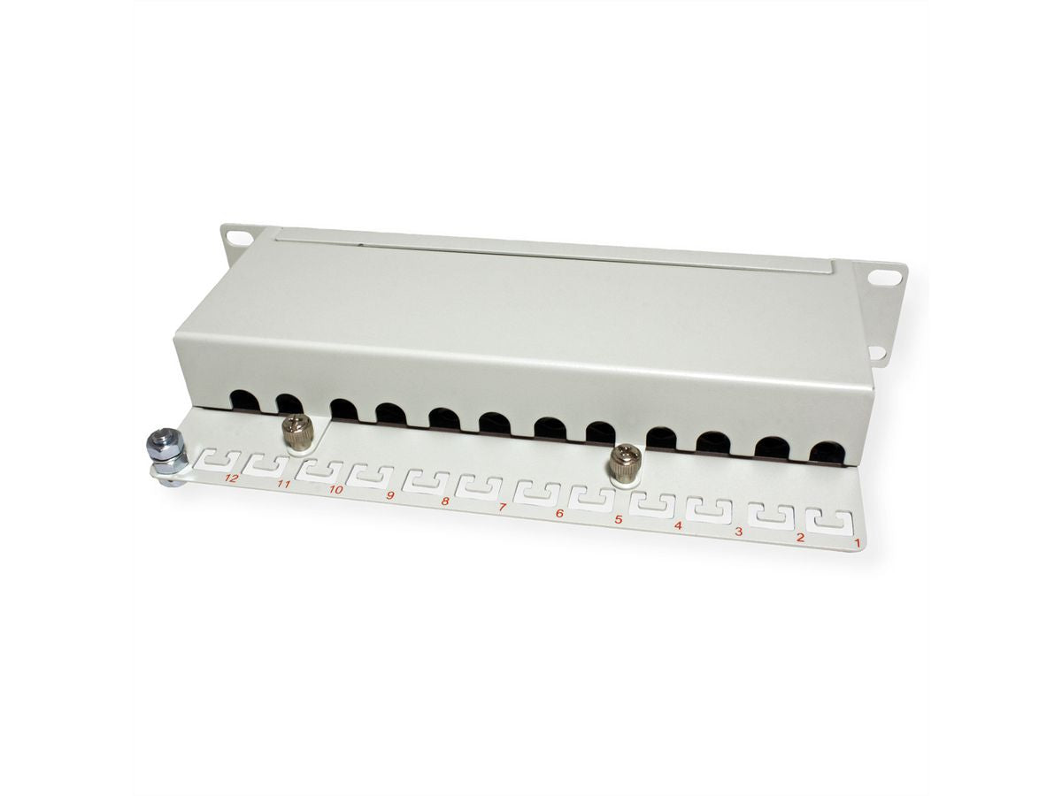 ROLINE 10" Patchpanel – 12× RJ-45, Kat.6A (Klasse EA), geschirmt, 1 HE, Krone LSAplus