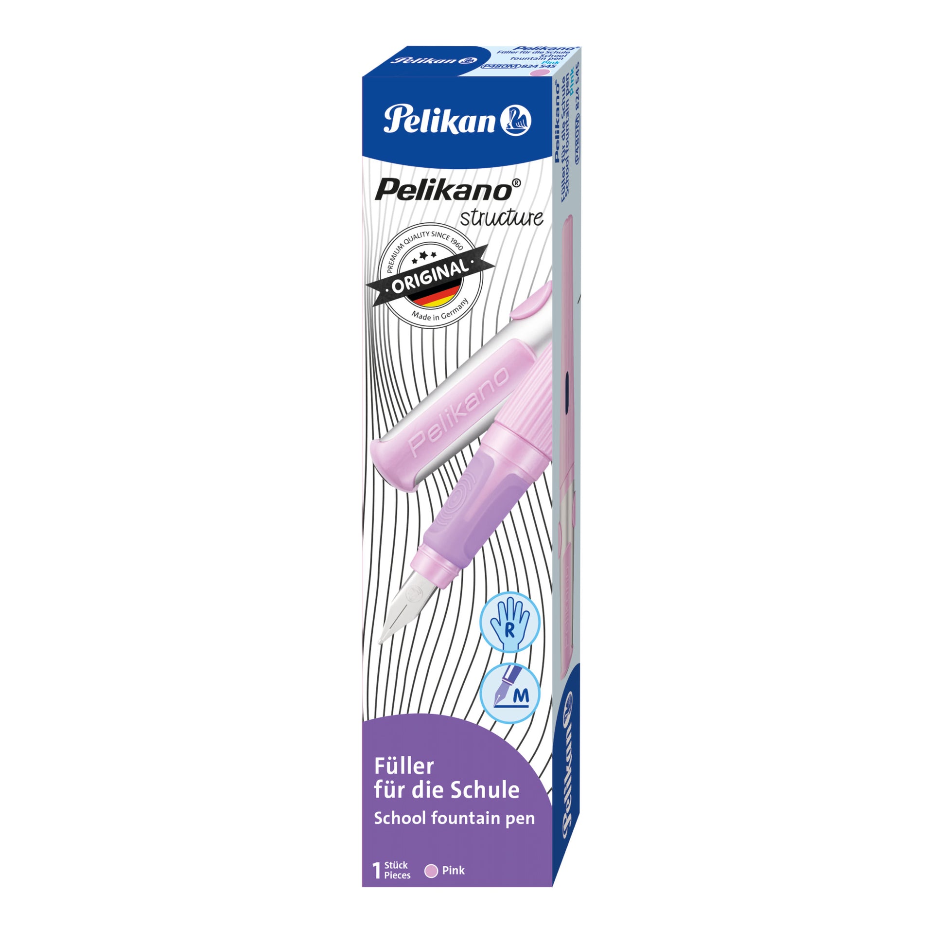 Pelikan Structure – Füllfederhalter – M, für Rechtshänder – Pink – Edelstahl