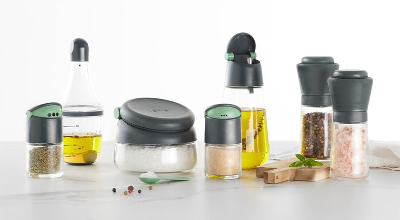 Lékué Salz- und Pfeffermühle 15,2 cm, Glas, Grau/Transparent, für Salz und Pfeffer