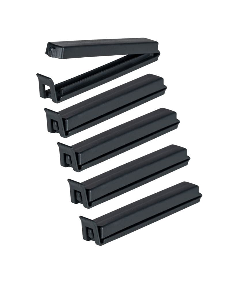 WENKO Beutelverschlussclip 1,5 × 11 × 1 cm, Kunststoff, 5 Stk., schwarz