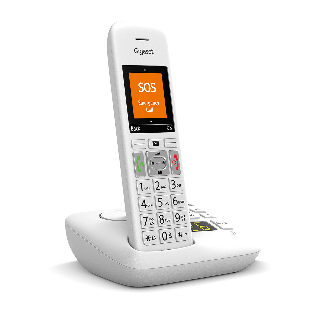 Gigaset E390A – DECT-Telefon mit Anrufbeantworter, 2" Display, Weiss