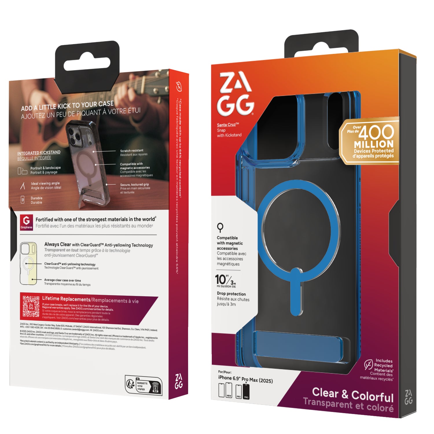 ZAGG Santa Cruz Snap Backcover – für Apple iPhone 17 Pro Max, Graphen, Blau/Transparent, bis 4 m sturzsicher
