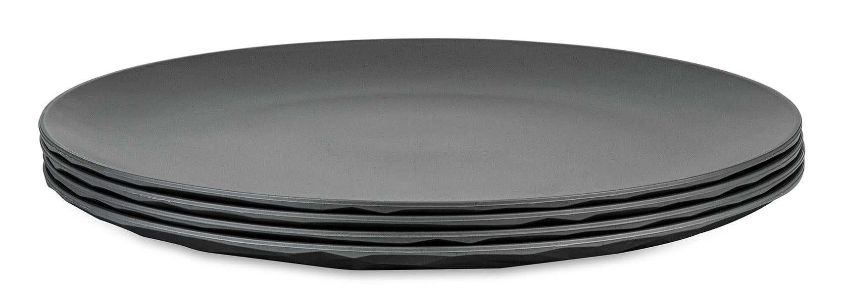 Koziol Speiseteller Club – 4er Set, Ø 26 cm, Kunststoff (biozirkulär), Grau, spülmaschinenfest, BPA-frei