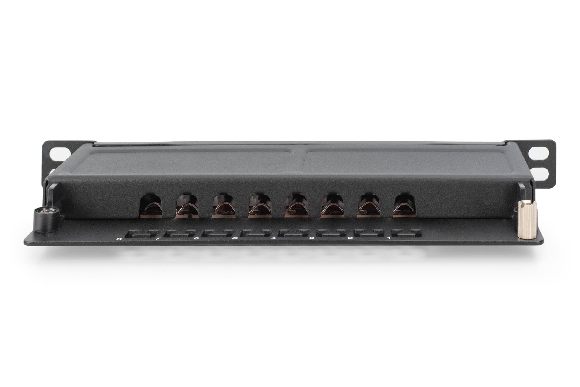 Digitus CAT 6A Slim Patchpanel – 8× RJ‑45, 10GBase‑T, Cat6a, 10", 1U, Schwarz